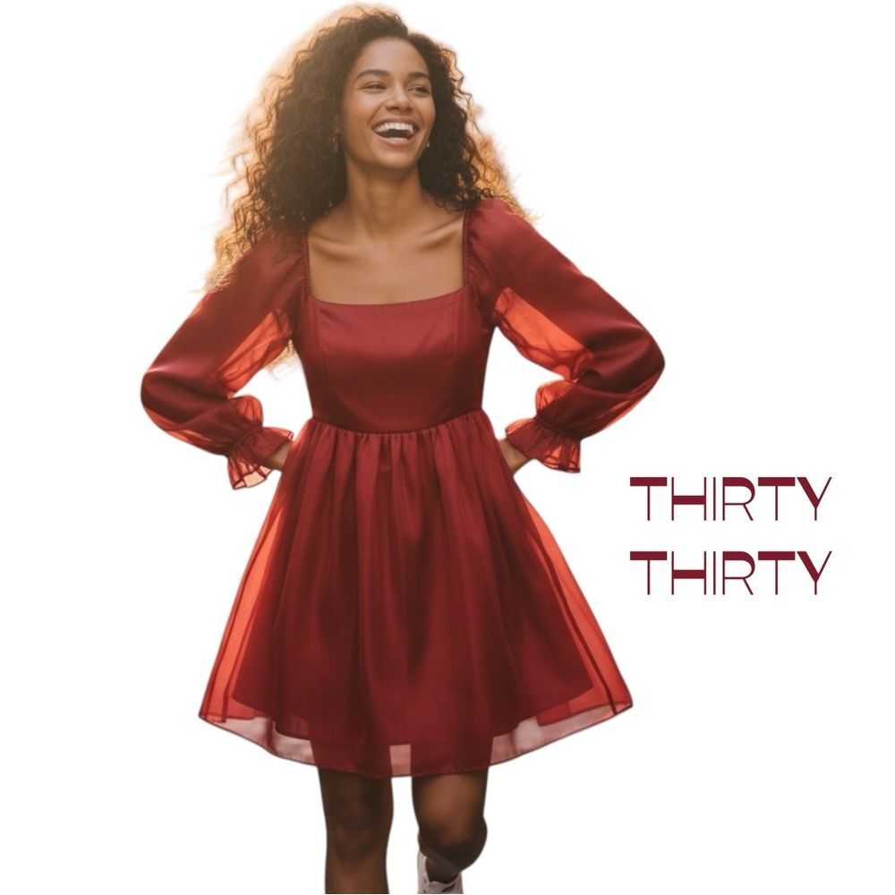 THIRTY THIRTY Sheer Iridescent Red Dress NWOT Size L Party Event Whimsical